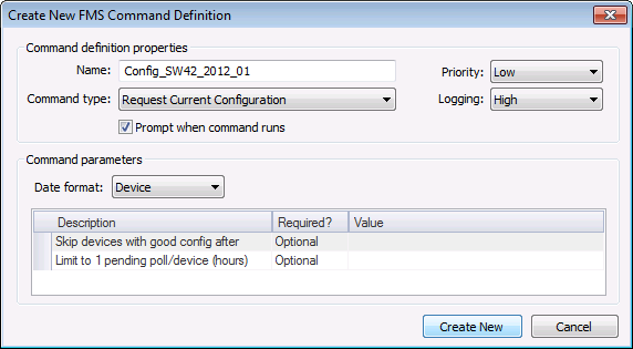 Create New FMS Command Definition